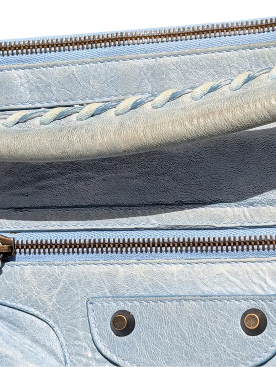 Balenciaga Leather Day Hobo Bag Light Blue Green Purse Shoulder Bag - Picture 4 of 16